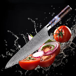 Vente en gros Personnalisé Qualité supérieure OEM ODM Service Couteau de chef professionnel Couteau de chef en acier Damas Lame tranchante Manche en résine - Product Image 3