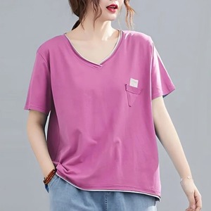 T-shirts d'été à col en V pour femmes, vêtements décontractés pour femmes, t-shirt respirant pour femmes - Product Image 3