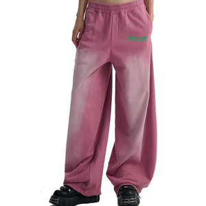 2025 Style coréen Baggy ample ajusté surdimensionné polaire droite pantalons de survêtement incurvé rayé soleil délavé Jogging hommes pantalons - Product Image 4