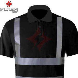 Polo de travail réfléchissant fluorescent haute visibilité orange, conforme à la norme ANSI classe 1, imperméable, avec logo personnalisé - Product Image 4