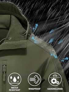 Veste Softshell Tactique Réversible pour Homme, Coupe-Vent, Capuche Imperméable, Polaire Épaisse, Respirante, Fermeture à Glissière Chaude en Peau de Requin - Product Image 2