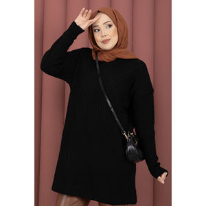 เสื้อสเวตเตอร์ถักลำลองลายบาคลาวาสีดำสำหรับฤดูใบไม้ร่วง - Product Image 2