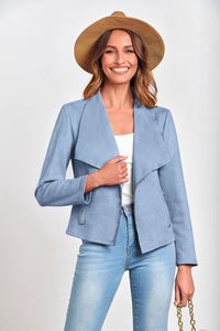 Chaqueta de talla grande para mujer de alta calidad, chaquetas de cuero a la moda, ropa larga de cuero PU genuino, chaquetas de mujer - Product Image 3