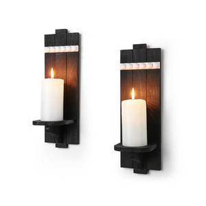 Bougeoir en bois avec finition noire Parfait pour les fêtes de mariage Décor de Noël Accent d'éclairage élégant Occasions spéciales - Product Image 1