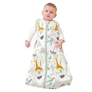 Yeni Doğanlar İçin Özelleştirilmiş Baskılı Unisex Çevre Dostu %100 Pamuk Kolsuz Fermuarlı Bebek Uyku Tulumu - Product Image 1