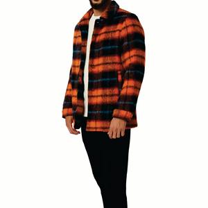 OEM Custom <b>Men's</b> Solid Canvas Stand Collar Embroidery Casual Waterproof Windproof Reversible <b>Summer</b> Flannel <b>Jacket</b> - Product Image 3