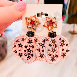 Pendientes de cuentas de estrella rosa para boda vintage cuentas de cristal de color personalizadas unisex - Product Image 1