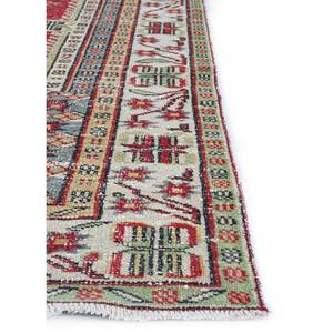 Alfombra de Lana Anudada a Mano de Gran Tamaño, Diseño Vintage con Medallón Rojo y Naranja, Rectangular y con Diseño de Patchwork para Sala de Estar -Pae-2432 - Product Image 4