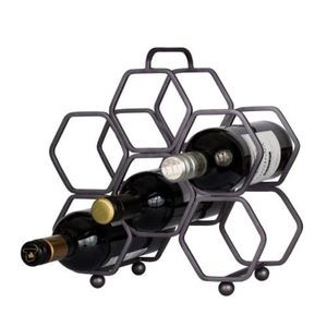 Porte-vin rustique vintage en fer forgé, finition noire, support de boissons de table, rangement multifonctionnel pour la maison et la cuisine - Product Image 1