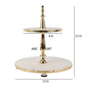 Feuille d'oiseaux moderne décorative avec 2 couches nouveau support de gâteau perlé de service antique pour accessoires d'hôtel à la maison au prix le plus bas - Product Image 5