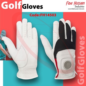 Premium Soft Leather Golf Gloves Best Quality <b>Stretchy</b> Fabric Comfortable Fitting Hand Use Golfing - Product Image 2