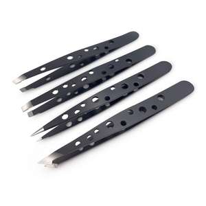 Juego de Pinzas para Cejas y Pestañas de Acero Inoxidable con Punta Inclinada Personalizada - Product Image 3