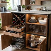 Buffet moderne de luxe en bois, station de bar à café personnalisable, armoire de rangement pour salle à manger, cuisine, salon