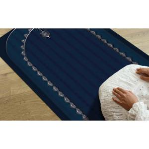 Tapis de prière islamique bleu : tapis de culte doux et facile à nettoyer, tapis fin non tissé - Product Image 5