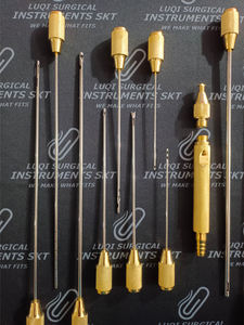 Juego de cánulas de liposucción avanzadas de 17 piezas, cánulas de acero inoxidable chapadas en oro con mango roscado, con mango y adaptador, certificado CE - Product Image 3