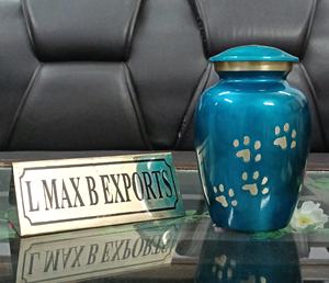 Urna de cremación de Metal gris con estampado de pata dorada de nuevo diseño de venta directa del fabricante indio para funeral de adultos y mascotas para entierros de animales - Product Image 3