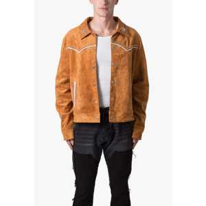 <b>Suede</b> Collared <b>Jacket</b> - Orange - Product Image 1