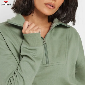 Ras du cou hiver conception personnalisée col roulé fermeture éclair sweats courts pour femme conception populaire sweat pour les femmes - Product Image 6