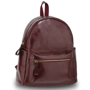Sac à dos d'université en cuir PU, sac à dos de voyage à bandoulière, marron uni, tendance, extérieur, ordinateur portable, sac à dos d'école, respirant - Product Image 1