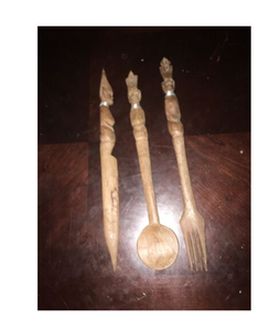 Ensemble de cuillères et fourchettes en bois au Look tendance avec Long manche naturel, cuillère et fourchette de luxe faites à la main, poignées de couverts de meilleure qualité - Product Image 6