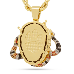 Colgante de Cabeza de León con Moissanita Dorada, Diseño de Corona y Serpiente, Chapado en Rodio, para Hombre, Estilo Hip Hop, Joyería de Moda - Product Image 1