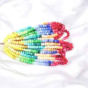 Perles de rondelle lisse d'opale bonbon ombré multicolore de 7mm à 10mm brin de pierres précieuses en vrac pour la fabrication de bijoux approvisionnement en gros Inde - Product Image 6