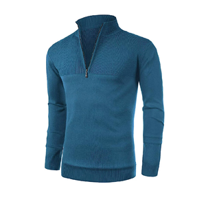 Pull en laine tricoté de haute qualité pour homme, respirant, chaud, confortable, décontracté, couleur unie, demi-zip, en provenance du Bangladesh - Product Image 1