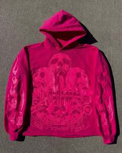 Proveedor y fabricante de ropa personalizado 400 GSM Raw Hem Hoodie estampado hombres 100% algodón térmico transpirable polar tela - Product Image 5