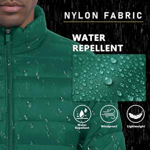 Chaqueta acolchada para hombre, abrigo de invierno ligero y acogedor, repelente al agua y resistente al viento, con relleno de nailon y chaqueta de poliéster - Product Image 6