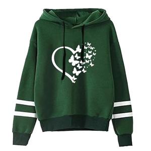 Otoño suelta cálida sudadera moda mujer Sudadera con capucha urbana Casual moda con capucha manga larga pulóver mariposa impresa Hoody - Product Image 2