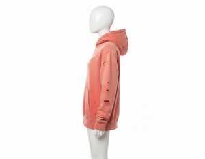 Sudadera con Capucha Lisa para Hombre de la Mejor Calidad, Estilo Desgastado, Color Coral, Lavado Ácido, Talla Grande, Tejido Deshilachado, Cómoda, Servicios OEM - Product Image 4