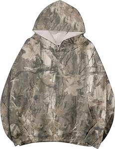 Sudadera con capucha Vintage Real Tree Camo Hunter Print para hombre, Jersey sólido de peso pesado, tejido de punto Boxy Fit, personalizable - Product Image 3