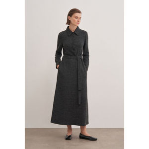 Robe chemise maxi en laine tricotée lavable avec ceinture - Product Image 2