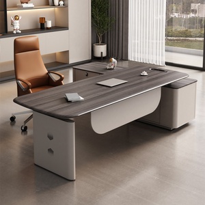 Modern Executive L Shaped Office <b>Desk</b> <b>Solid</b> <b>Wood</b> Dual Motor Electric Height Adjustable Standing Workstation Luxury Commercial - Product Image 4