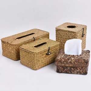 Top selling seagrass <b>tissue</b> storage boxes for restaurants handwoven raffia paper napkin <b>holder</b> <b>box</b> - Product Image 4