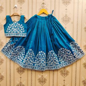Conjunto de Lehenga Choli Largo Bordado Shoryam Fashion Rama para Niñas, Ropa Étnica de Calidad para Todas las Temporadas, Fiestas Infantiles - Product Image 1