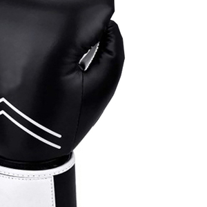 Guantes de Boxeo de Cuero Negro de 10 Onzas con Cierre de Velcro, Guantes de Entrenamiento de Dedos Completos para Adultos - Product Image 3