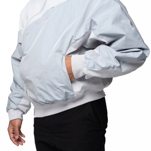 Veste zippée courte de style vintage de haute qualité pour hommes, streetwear Y2K d'hiver, tissu en toile gris bleu, col montant classique - Product Image 5
