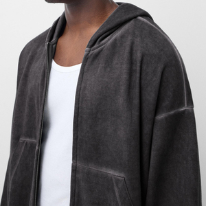 Pull Logo personnalisé unisexe graphique goutte épaule épaisse polaire de haute qualité surdimensionné noir poids lourd 100% coton à capuche - Product Image 3