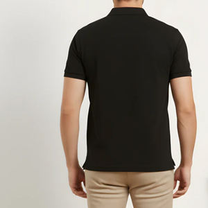 Camisetas Polo Negras Sólidas para Hombre con Impresión de Logotipo Personalizado en la Parte Delantera, 100% Algodón, Transpirables, Formales e Informales, Unisex - Product Image 5