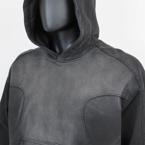 Men's Winter Oversized Front Pullover Hoodie 100% Cotton Fleece Eco-Friendly Breathable Windproof Casual Solid Color Plain Dyed - Product Image 2