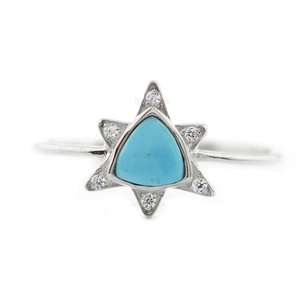 แหวนทอง14K สำหรับงานแต่งงานประดับพลอยสีเทอร์ควอยซ์ธรรมชาติขนาด10K/18K - Product Image 3