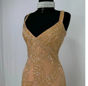 Robe de cocktail pour dames Robe de soirée pleine longueur respirante Poly-Mesh Broderie Perles Perles Anti-Statique Parties élégantes - Product Image 4