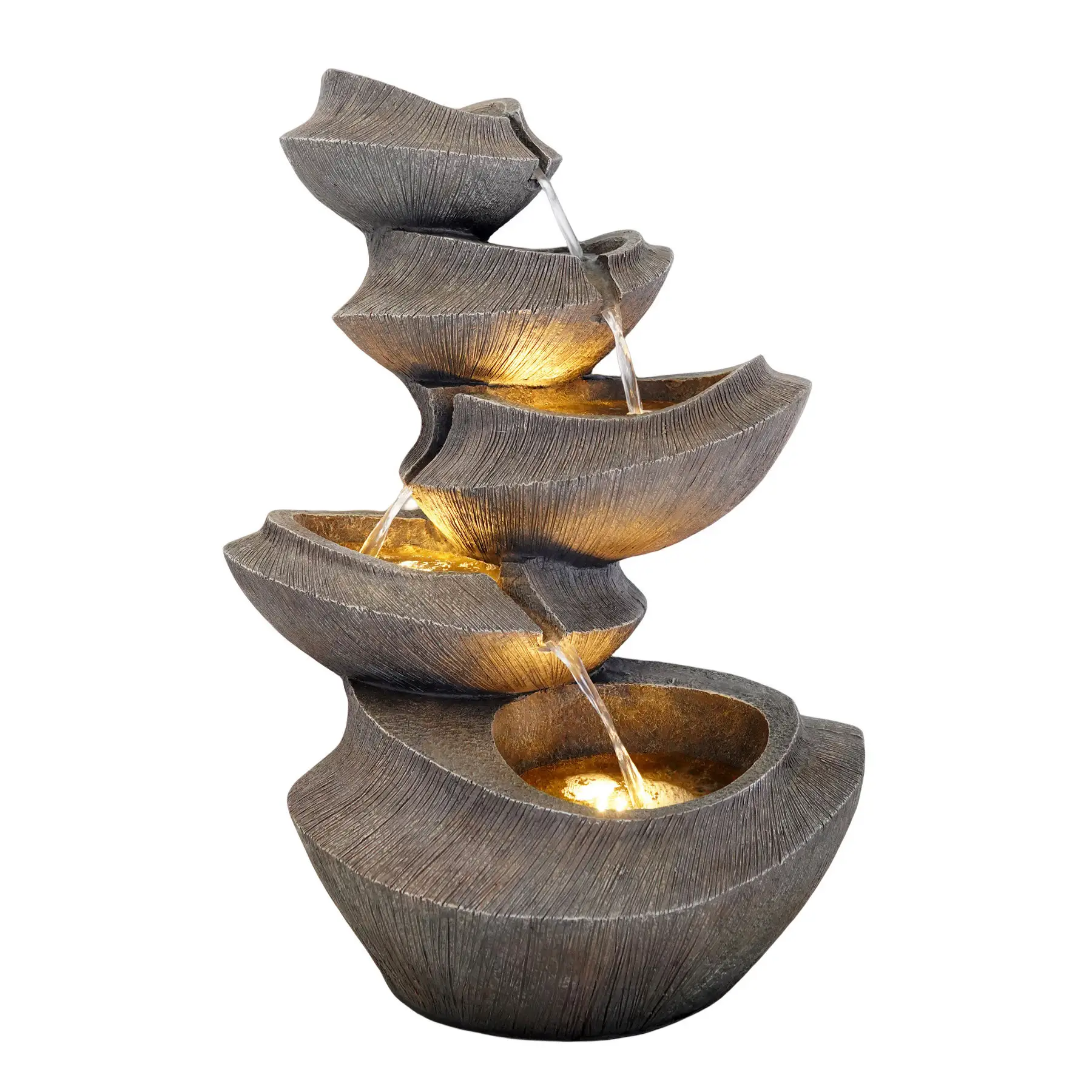 5 Tier Buddha Tabletop Zen Water Fountain Interior Decoração Home Residencial com Led Light Outdoor Gargen Resina Fonte de água