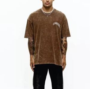 เสื้อยืดไหล่ปล่อยแนววินเทจเสื้อยืดผ้าฝ้าย100% เฮฟวี่เวตเสื้อยืดโลโก้ขนาดพิเศษสำหรับผู้ชาย - Product Image 5