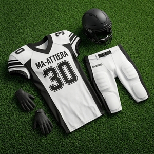 Custom White Black American Football Jersey <b>Padded</b> <b>Pants</b> Team Uniform Number 30 OEM ODM Wholesale Sportswear - Product Image 5
