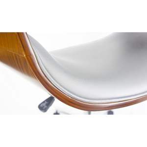 Sedia da Ufficio Ergonomica Contemporanea in Legno Curvato Design Danese Opzioni Bianco e Nero Metallo Cromato Pelle PU Schiuma - Per Uso Domestico e Ufficio - Product Image 2