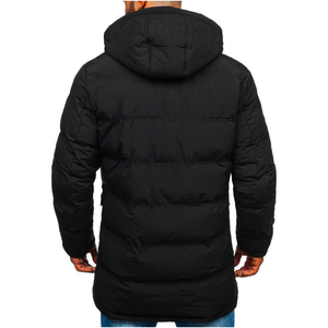 Parka acolchada con capucha para hombre, abrigo de invierno con cierre de botón y cremallera, múltiples bolsillos y elegante ajuste cálido - Product Image 3