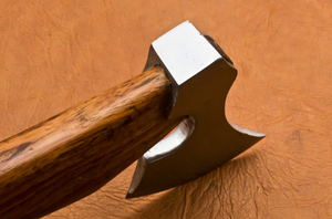 Stainless Steel Axe Head Hatchet Tomahawk Wooden Handle with Leather Sheath for Outdoor Craft Display - Product Image 2