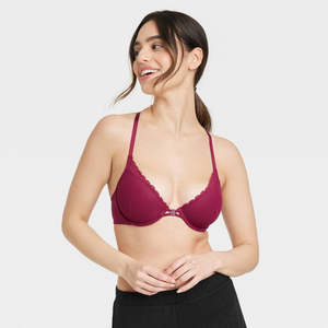 Auden Women's Pink Racerback <b>Bra</b> Lightly Lined Size 38D <b>Thin</b> & Breathable Push-up Wire-Free Adjustable & Padded Hooks Closure - Product Image 1